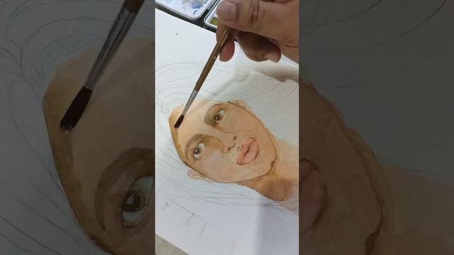 Face Potrait Watercolour Painting | Using Handmade Nylon Brush смотреть онлайн