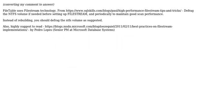 Databases: Is it good practice to rebuild index on FileTable? (2 Solutions!!) смотреть онлайн