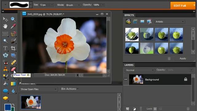 Photoshop Elements 9.0 Tutorial The Eraser Tool Adobe Training Lesson 6.7 смотреть онлайн