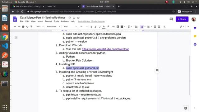 Data Science From Scratch || Python SetUp || UBUNTU OS || VS Code || Part 1.1 смотреть онлайн