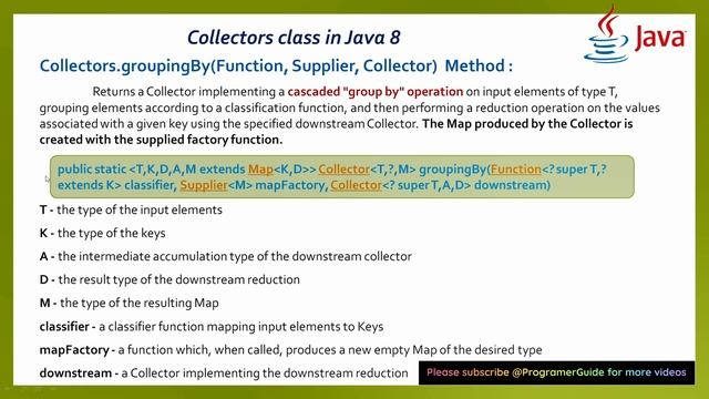 11.3 Collectors.groupingBy(Function, Supplier, Collector)  Method in java 8 examples смотреть онлайн