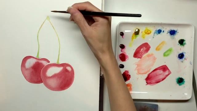 Ботаническая иллюстрация. Как нарисовать реалистичную вишню акварелью смотреть онлайн