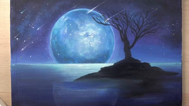 Daily Challenge #38 Acrylic Swab Art Couple in Love under Cherry Blossom Tree Moonlight смотреть онлайн
