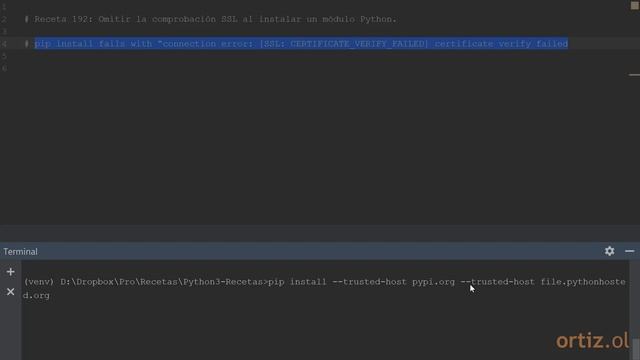 Python 3 - Receta 192: Omitir la Comprobación SSL al Instalar un Módulo Python смотреть онлайн