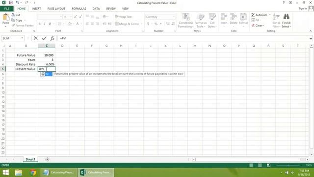 Excel 2013 Tutorial - How to Calculate the Present Value of a Currency смотреть онлайн