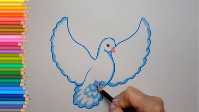 Как нарисовать Голубя поэтапно к 1 Мая рисунки для срисовки | How to draw a Dove in stages смотреть онлайн