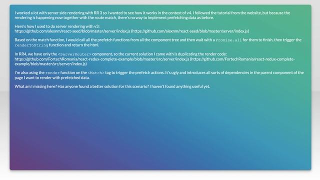 Server rendering with react-router v4 and prefetching data смотреть онлайн