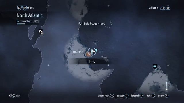 Assassins Creed Rogue - Templar Treasure Map Relic - 591, - 347 North Atlantic