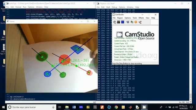 Python and OpenCV - Position and orientation from color shapes смотреть онлайн