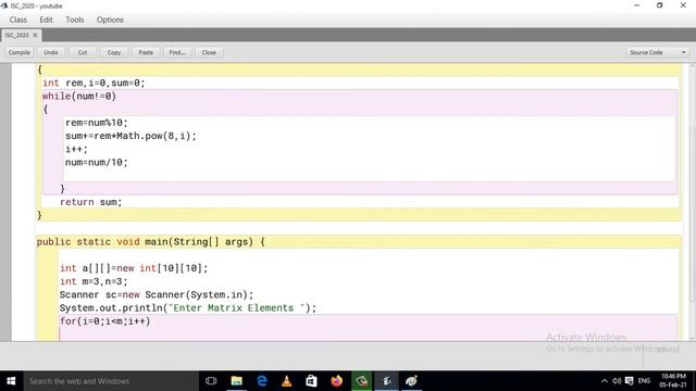 Java M*N Matrix And Calculate Each Row Octal To Decimal || ISC Computer Science Practical 2020 смотреть онлайн