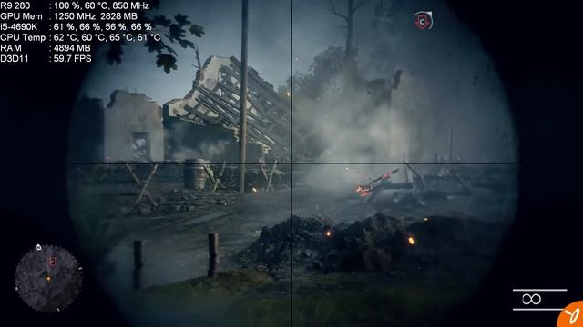 Battlefield 1 | Intel Core i5-4690K @ 4.2GHz - GTX 750 Ti, GTX 970, R9 270, R9 280, RX 480 смотреть онлайн