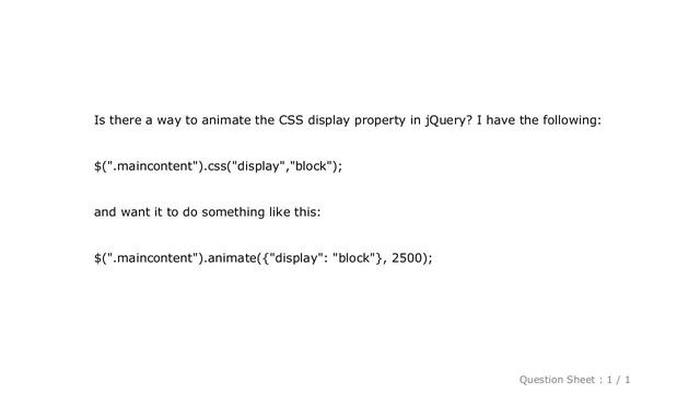jQuery : Animate CSS display смотреть онлайн