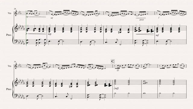Wake Up - for solo trumpet and piano by Johan M. Leiva, solo trumpet sheet music, music for trumpet смотреть онлайн