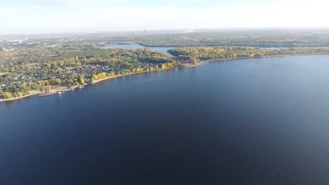 Аэросъемка саратовская ГЭС Балаково панорама (видео без обработки) смотреть онлайн