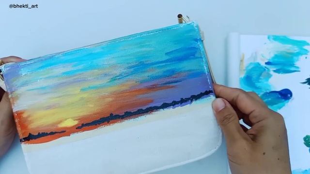 Tutorial Lukis Sunset (Painting Tutorial On Leather Bag)