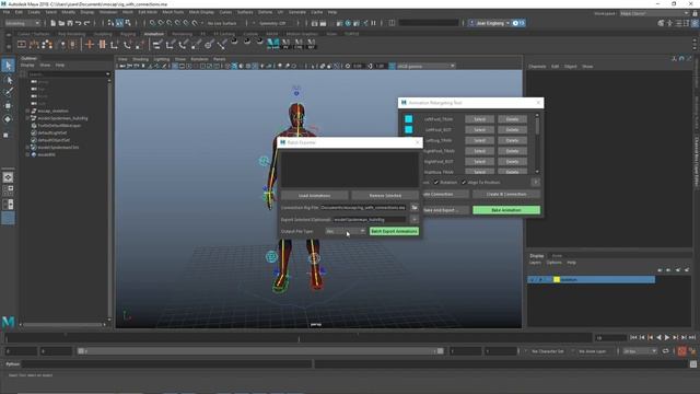 Animation Retargeting Tool for Maya - How to use the batch exporter смотреть онлайн