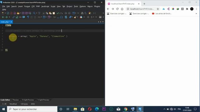 شرح php من دورة php darija (دورة php كاملة) -- PHP Arrays Sorting Arrays in ascendign order смотреть онлайн