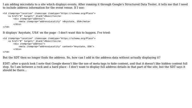 Webmasters: How can I add schema.org microdata to a site without displaying it on the page? смотреть онлайн