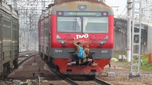 ЭД4М   0358 и ЭД4М   0431 с дебилами на хвотсе