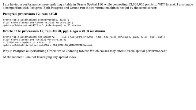 GIS: PostGis vs Oracle Spatial 11g performance смотреть онлайн