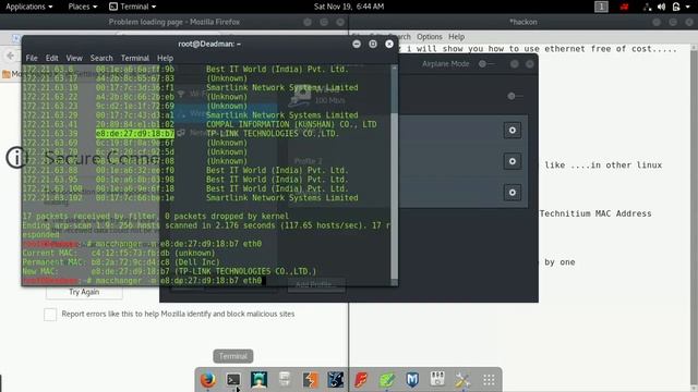 free hack internet ,ethernet with windows and linux with arpscan & macchanger. смотреть онлайн