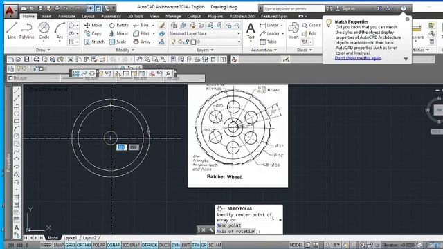 AutoCAD 2D drawing practice tutorial - ratchet wheel! смотреть онлайн