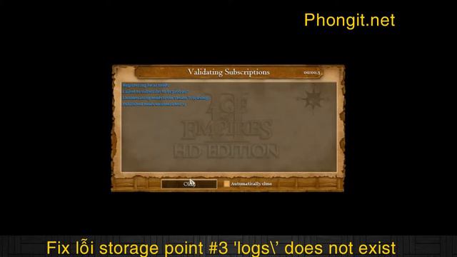 Fix lỗi Storage Point #3 ‘Logs/’ does not exist AOE 2 HD смотреть онлайн