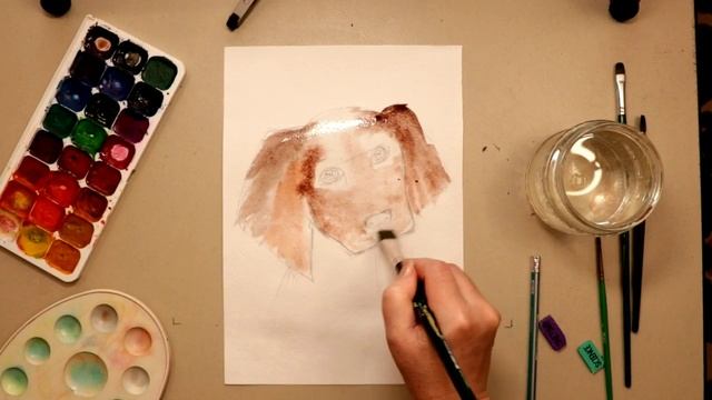 Рисунок "СОБАКА?" акварельными красками|Как нарисовать собачку смотреть онлайн
