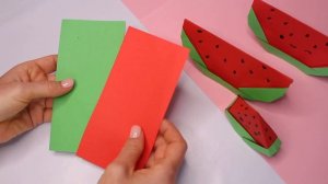 DIY Оригами АРБУЗ из бумаги своими руками.  Простые летние поделки. Фрукты из бумаги