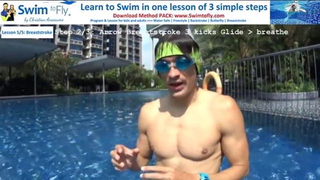 LEARN to swim BREASTSTROKE in 3 steps - Tutorial Lesson for BEGINNERS kids or Adults смотреть онлайн