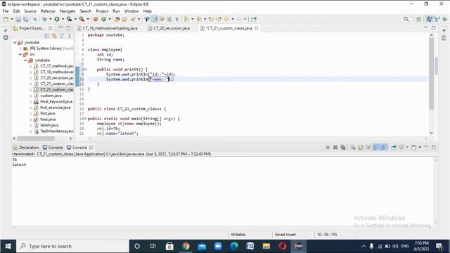 java tutorial 22 Custom class || Own class in java смотреть онлайн