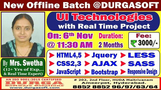 UI Technologies Offline Training @ DURGASOFT смотреть онлайн