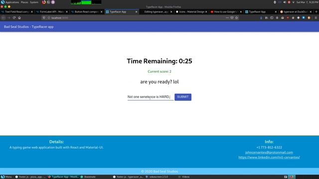 A typing game web application built with React and Material-UI. смотреть онлайн
