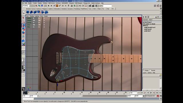 Maya 3d : The Fender Stratocaster Electric Guitar Modeling Part 2 смотреть онлайн