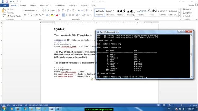 Oracle Video Tutorial In Telugu In Operator Part 17 смотреть онлайн