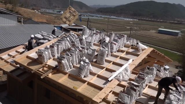 Process Of Making Beautiful Korean-Style House. Skilled Korean Carpenter