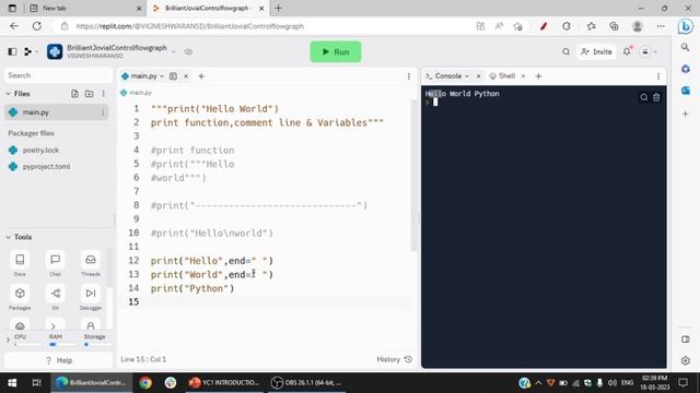 PYTHON PRINT FUNCTION COMMENT LINE & VARIABLE TAMIL смотреть онлайн