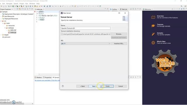 Add or Configure Apache Tomcat 8.5 Server in Eclipse for web or Spring смотреть онлайн