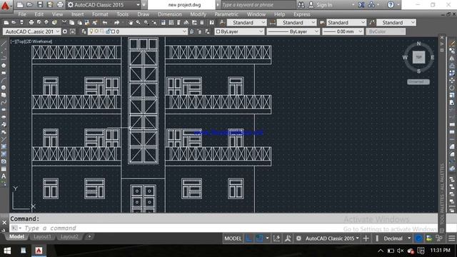 front elevation design for 3 floor building | 2d elevation in autocad | front view of house design смотреть онлайн