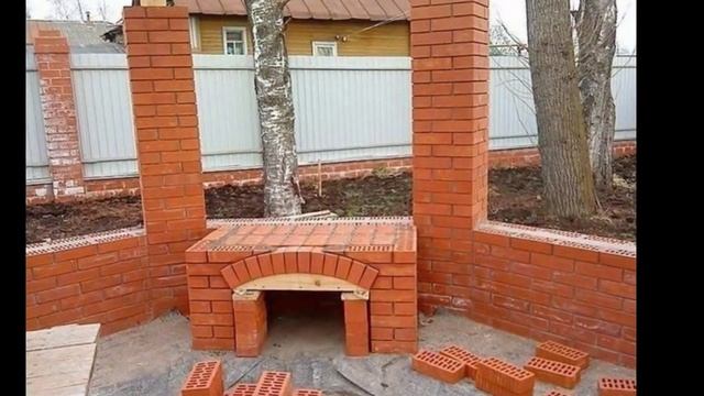 Беседка с барбекю с мангалом своими руками из кирпича