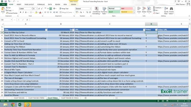 Excel: Counting the Rows in a Table - with Criteria - Part 1 смотреть онлайн