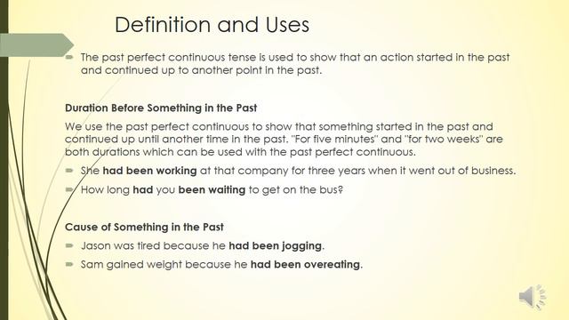 Past Perfect Continuous Tense смотреть онлайн