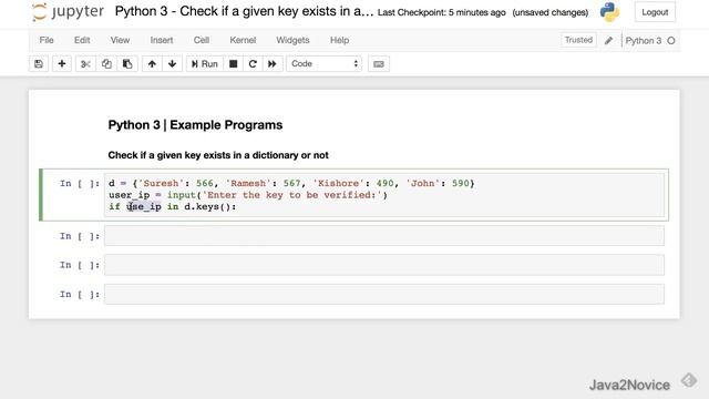 Python 3 - Check if a given key exists in a dictionary or not | Example Programs смотреть онлайн