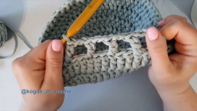 Сумка крючком из шнура. Описание авоськи. МК для начинающих смотреть онлайн