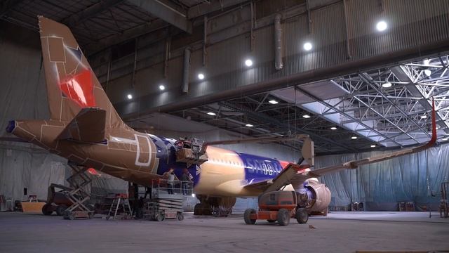Покраска самолета Airbus 320neo Smartavia смотреть онлайн