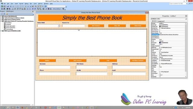 Excel VBA - Phone Book - Contact Manager - Part 2 Excel 2010 смотреть онлайн