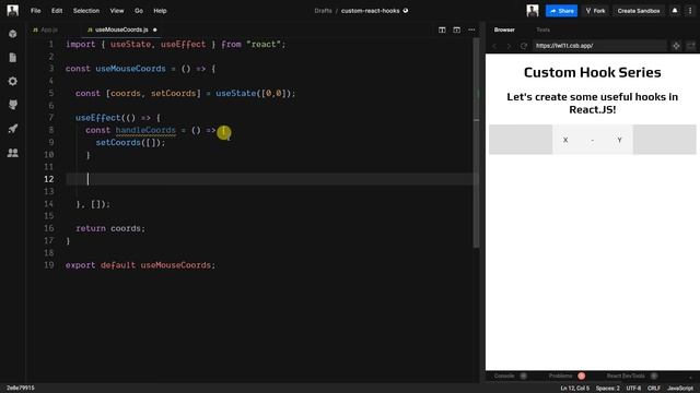 Custom Hooks | Ep 1 | useMouseCoords - Get current cursor coordinates using react hooks. смотреть онлайн