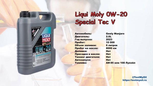 Анализ отработки масла Liqui Moly 0W-20 Special Tec V