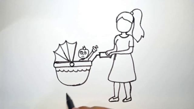 Baby Stroller And Mother Drawing,Painting And Coloring For Kids,Toddlers #drawing #artforkids