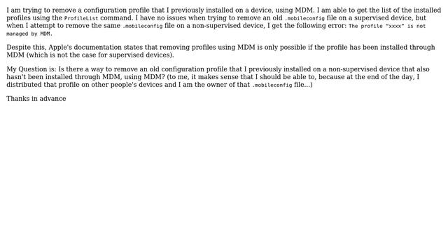 Apple: How to remove configuration profiles (.mobileconfig files) using MDM? смотреть онлайн